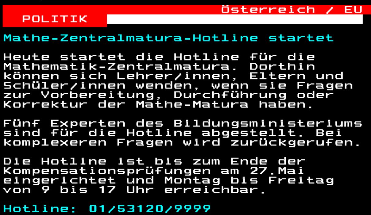 Mathe-Zentralmatura Hotline